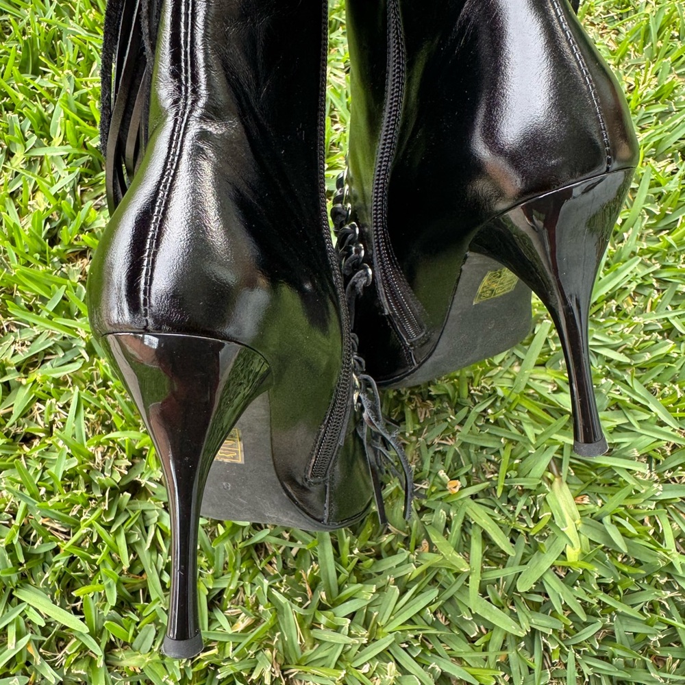 Jeffrey Campbell Fringe Black Women's Heeled Boots - Picture 9 of 16